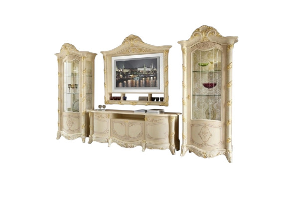 TV Rahmen Low Board Side RTV Wohn Zimmer Sideboard 2x Vitrine 4tlg. Set Italien