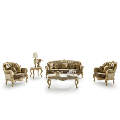 Sitzgarnitur 3+2+1 Sitzer Möbel Polster Textil Italienische Chesterfield Design
