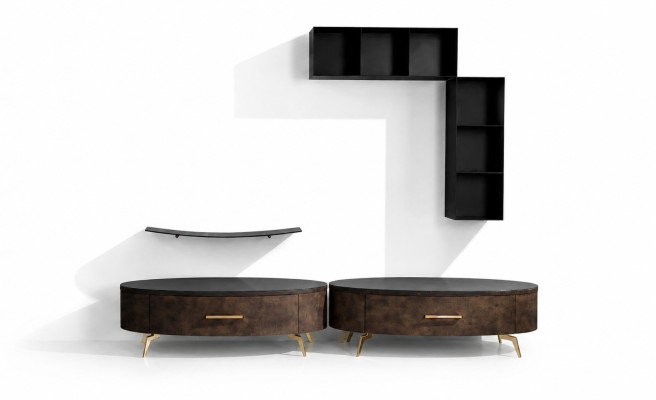 Wohnzimmer Regal Garnitur 4tlg. Design Wohnwand Schrank RTV Side Low Board