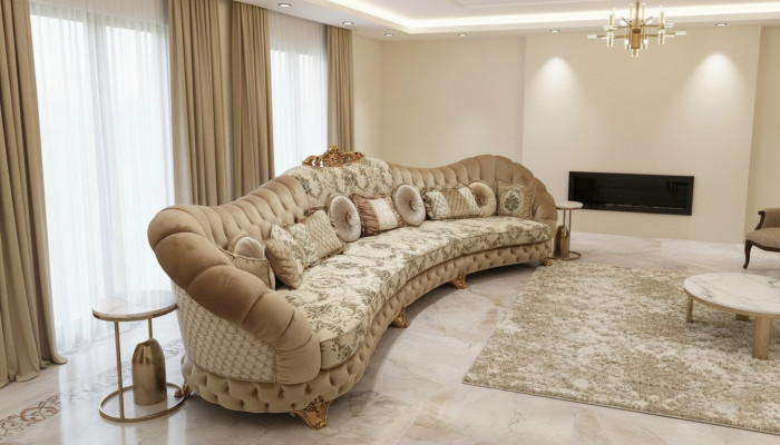Wohnlandschaft Ecksofa Rund Couch Sitz Polster Sofa Luxus Möbel Sofas Italien