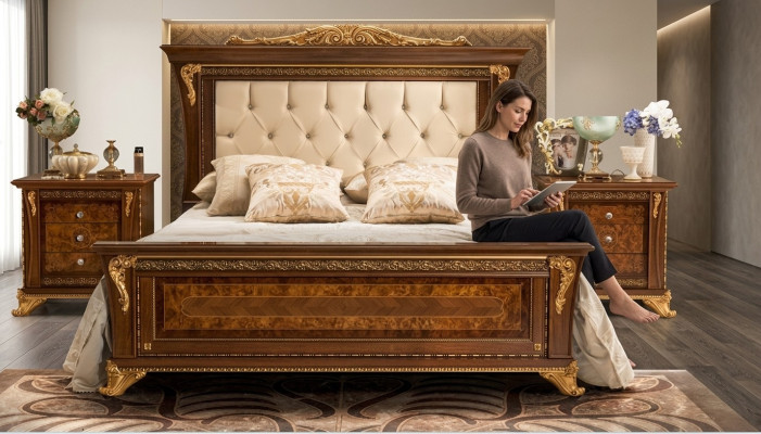 Doppelbett Massivholz Schlafzimmer Betten Design Bett MobilPiu Luxury