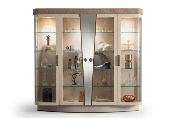 Vitrinen Wohnzimmer Schränke Anrichte Schrank Klassische Vitrine Regal Glas Neu