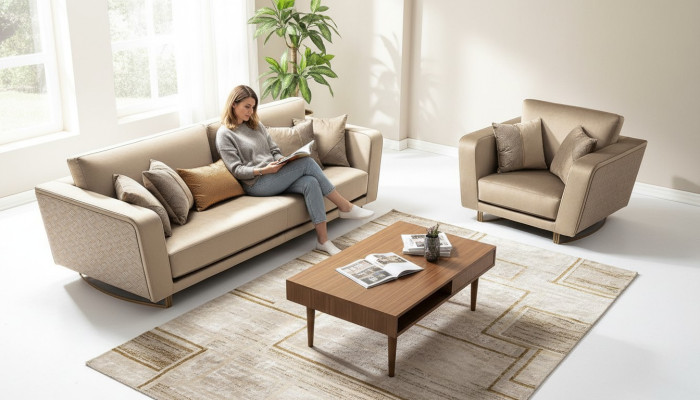 Sofagarnitur 3+1 Sitzer Set Design Sofas Polster Couchen Leder Relax Moderne Neu