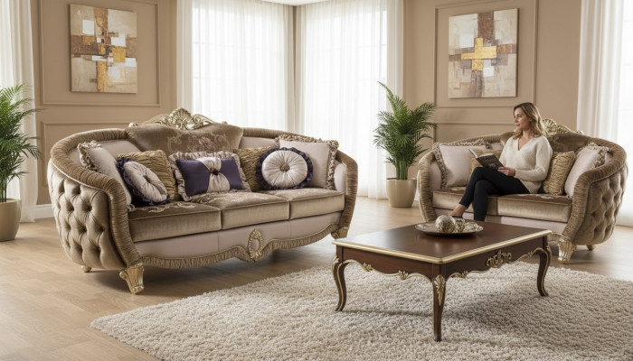 Klassische Polster 3 Sitzer Textil Couchen Textil Sofa Sofa Dreisitzer Couch Neu