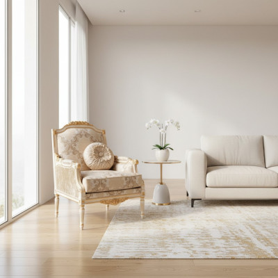 Stuhl mit Armlehne Esszimmerstuhl Holz Wohnzimmer Stühle Design Sessel Art déco