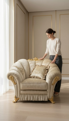 Sessel Stuhl Polster Fernseh leder Textil Stoff Beige Design Lounge Club Relax