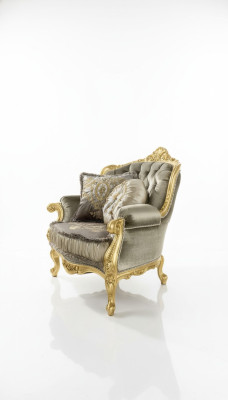 Sessel Relax Stoff Lounge Club Polster Design Couch Sofa Sitzer Luxus Gold Neu