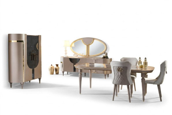 Design Esszimmer Set 8tlg Esstisch Stuhl Kommode Vitrine Spiegel Ess Tische Holz