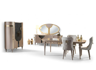 Design Esszimmer Set 8tlg Esstisch Stuhl Kommode Vitrine Spiegel Ess Tische Holz