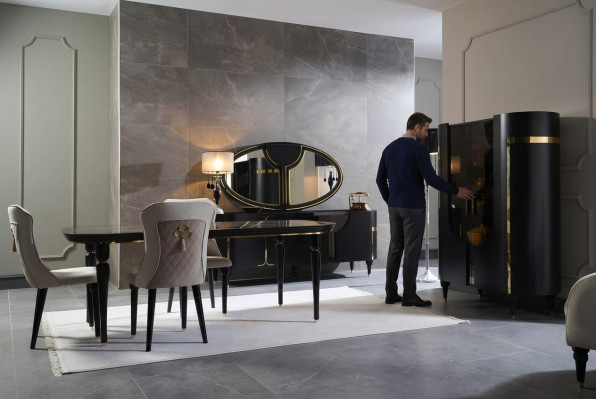 Tisch Set Garnitur Esstisch 4 Stühle Luxus Stil Möbel Stuhl Gruppe Kommode 8tlg
