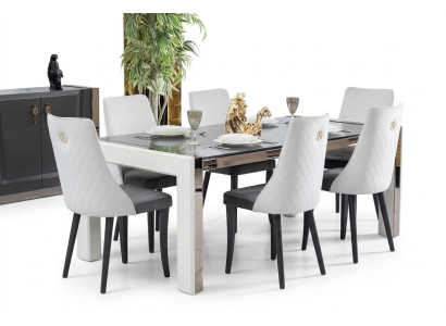 Design Luxus Tische Esszimmer Italienische Möbel Tisch Lehnstuhl 6x Stühle Neu