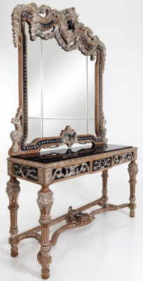 Wandspiegel Landhausstil Konsole Schminktisch mit Spiegel Konsolentisch Braun
