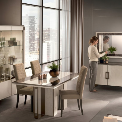 Esszimmer Set 3tlg. Esstisch Vitrine Kommode modernes Esszimmermöbel Set Italien