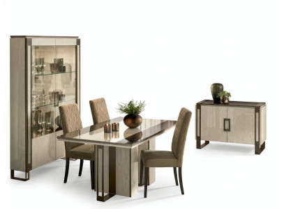 Esszimmer Set 3tlg. Esstisch Vitrine Kommode modernes Esszimmermöbel Set Italien