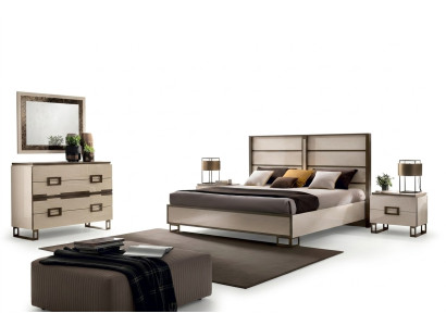 Schlafzimmer Bett Nachttisch Kommode Spiegel Polsterbett Doppelbett Set 5tlg.