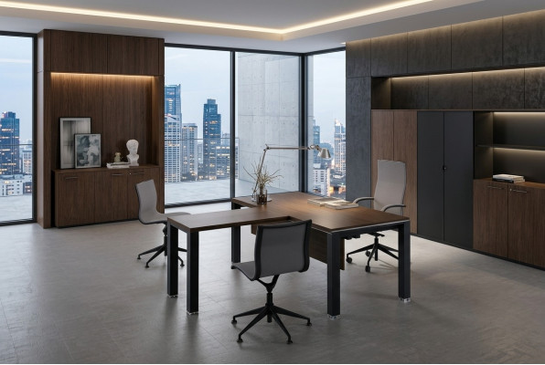 Schreibtisch Tisch mit Besprechungstisch Cheftisch Frezza Büro Einrichtung Möbel