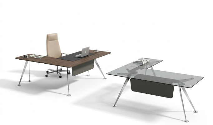 Eckschreibtisch Bürotisch Computertisch Büromöbel Designermöbel Glastisch Neu