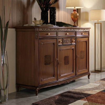 Kommode Wohnzimmer Kommode Schubladen Holz Sideboard Schrank Schränke Massiv