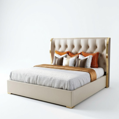 Designer Doppelbett Bett Hotel Luxus Schlafzimmer 180/200x200cm Leder