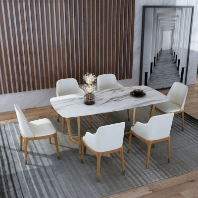 Esstisch Garnitur Stuhl Set 6 Stühle Tisch Esstische Tische Esszimmer Set