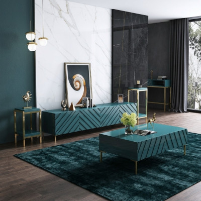 Sideboard 2x Seitenstaender Couchtisch Designer Wohn Zimmer Metall