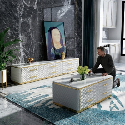 Sideboard TV Lowboard RTV XL Schrank Couchtisch Wohnzimmer Marmor