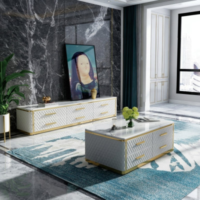 Sideboard TV Lowboard RTV XL Schrank Couchtisch Wohnzimmer Marmor