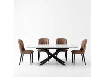 Esszimmer Design Möbel Stuhlgruppe Tisch + 4 Lehn Stühle 5 tlg. Set