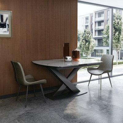Design Esszimmer Gruppe Tisch + 2 Stühle Sitz Polster Garnitur Tische Lehn
