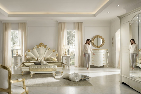 Klassisches Bett Barock Rokoko Hotel Betten Polsterbett Doppelbett Italien Möbel