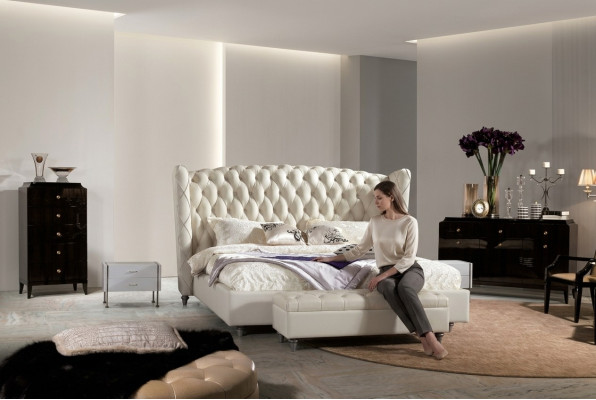 Luxus Designer Bett Chesterfield Lederbett Polsterbett Schlafzimmer Ehe