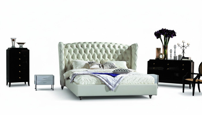 Luxus Designer Bett Chesterfield Lederbett Polsterbett Schlafzimmer Ehe