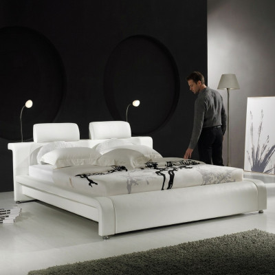 Design Doppelbett Lederbett Betten Bett Polster Leder Schlafzimmer Ehe