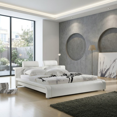 Design Doppelbett Lederbett Betten Bett Polster Leder Schlafzimmer Ehe
