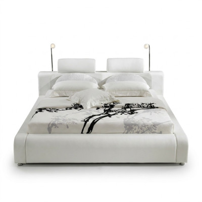 Design Doppelbett Lederbett Betten Bett Polster Leder Schlafzimmer Ehe