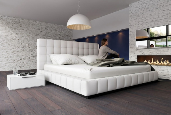 Designer Polsterbett Bett Weiß Betten Lederbett Doppelbett Ehebett Designerbett