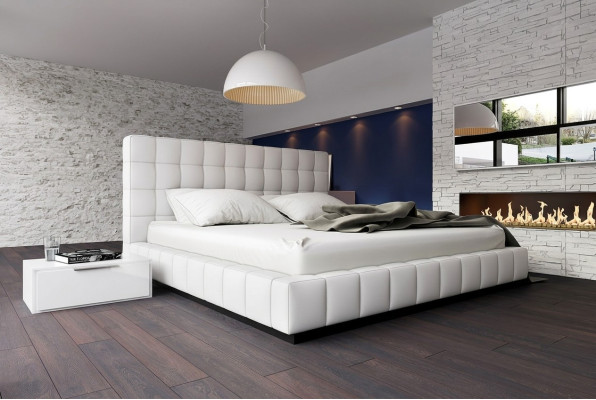 Designer Polsterbett Bett Weiß Betten Lederbett Doppelbett Ehebett Designerbett