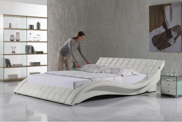 Designer Polsterbett Weiß Bett Betten Lederbett Doppelbett Ehebett Designerbett