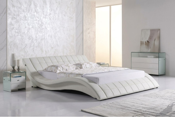 Designer Polsterbett Weiß Bett Betten Lederbett Doppelbett Ehebett Designerbett