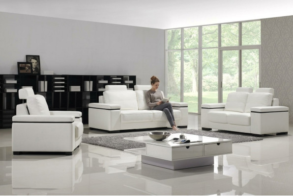 Sofagarnitur 3+2+1 Sitzer Set Design Sofas Polster Leder Relax Couchen