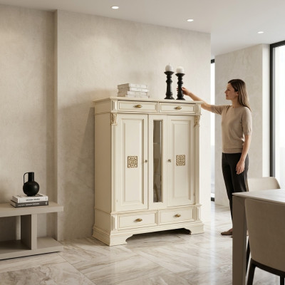Kommode Anrichte Schrank Sideboard Garderobe Italienische Möbel Antik Stil Holz