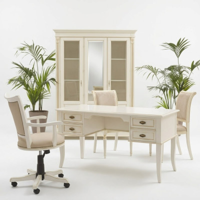 Büro Schreibtisch + Sessel Schreibtische Tisch Holz Stuhl 2tlg Set Italien