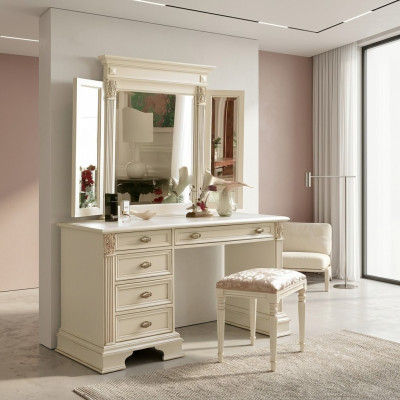 Schminktisch Spiegel Hocker Komplett Kommode Set Schlafzimmer Neu 3tlg.