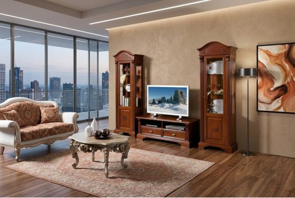 Wohnwand Set Vitrinen Vitrine Kommode Wohnzimmer Möbel Einrichtung Garnitur Massivholz