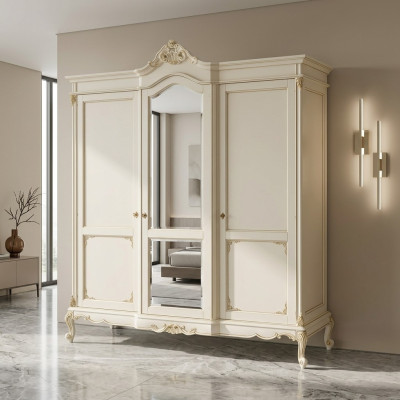 Kleiderschrank Schrank Schlafzimmer Garderobe Massivholz Barock Italienische Möbel neu