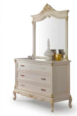 Schlafzimmer Kommode Schrank Klassische Anrichte mit Spiegel Elegante Stil Möbel