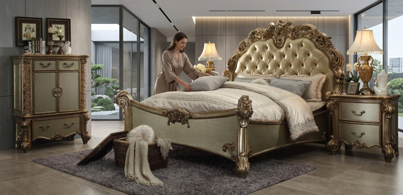 Bett 2x Nachttisch 3 tlg. Schlafzimmer Set Designer Luxus Gruppe Garnitur