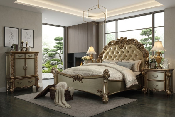 Bett 2x Nachttisch 3 tlg. Schlafzimmer Set Designer Luxus Gruppe Garnitur