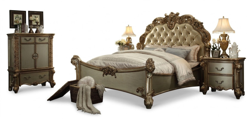 Bett 2x Nachttisch 3 tlg. Schlafzimmer Set Designer Luxus Gruppe Garnitur