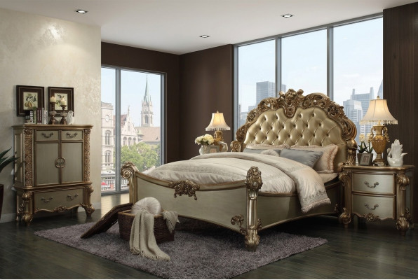 Design Luxus Schlafzimmer Set Bett 2x Nachttische Deko Kommode Garnitur